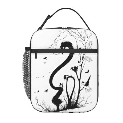 ESNAIUVCD Lunch Bag with Musical Note Print, Insulated, Black