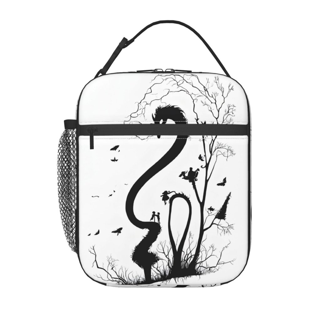 ESNAIUVCD Lunch Bag with Musical Note Print, Insulated, Black