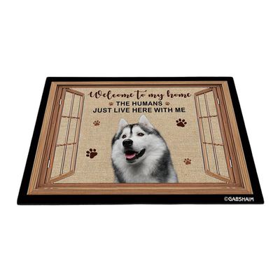 GABSHAIM Husky Doormat with “Welcome to Dog House” Text, 60 x 40 cm