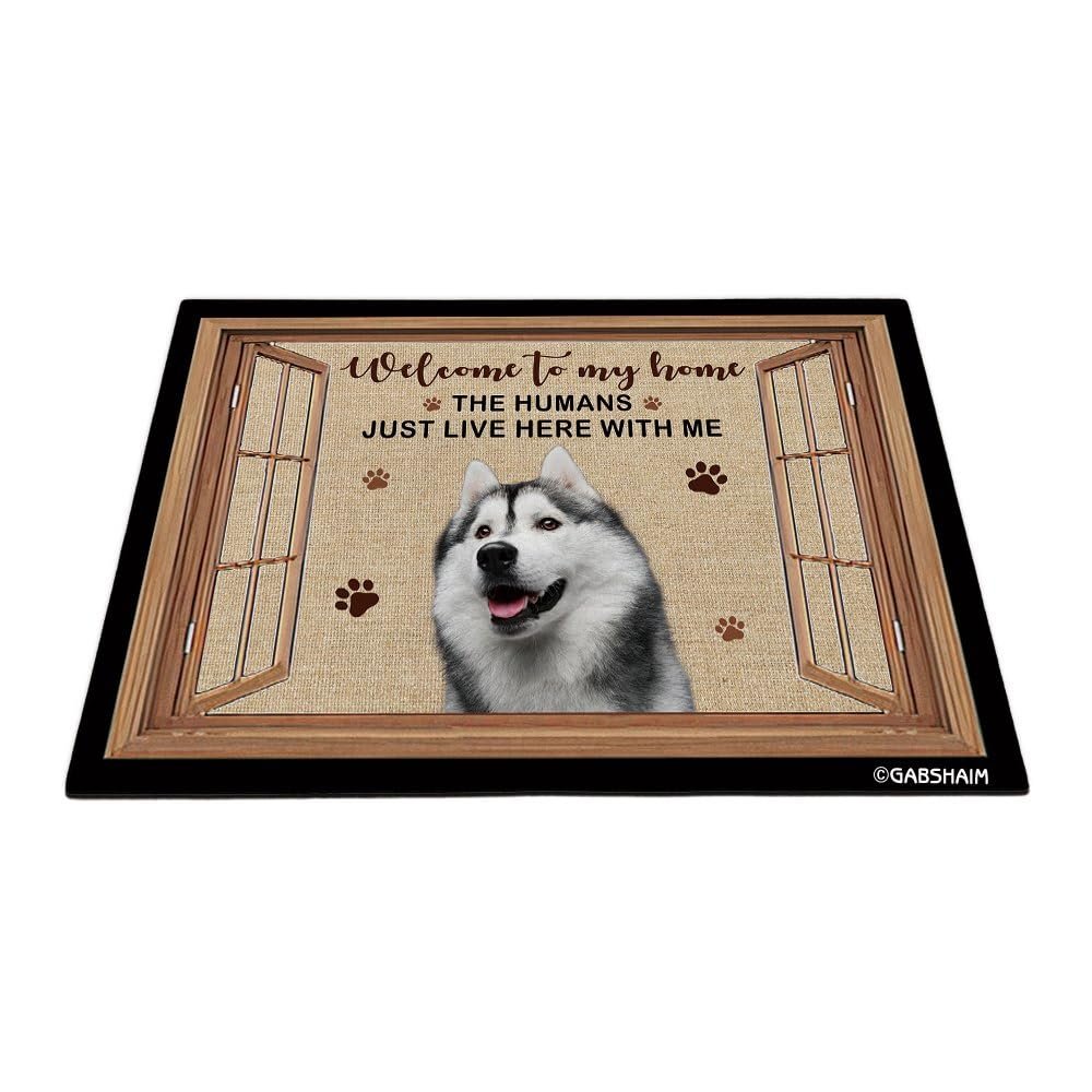 GABSHAIM Husky Doormat with “Welcome to Dog House” Text, 60 x 40 cm