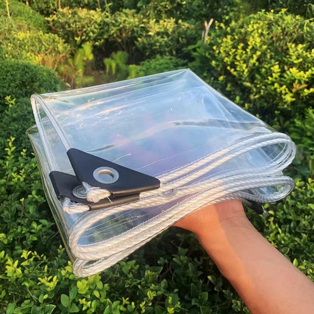YUJIANHUAA Waterproof Clear PVC Tarp with Grommets, 126 x 197 in