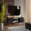 Mirjan24 Cuird 180 TV Stand with 2 Doors and 2 Open Compartments, Black view 2