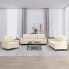 Willood 3-Seater + 2-Seater Sofa + Armchair Set, Faux Leather, Cream view 1