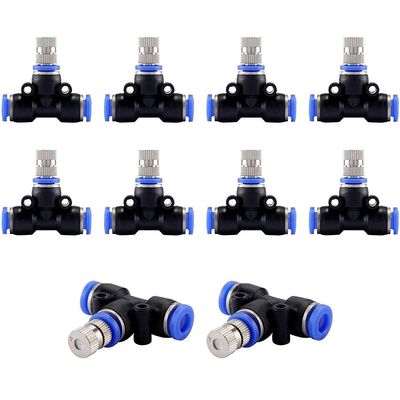PPcdfre 1/4-Inch Misting Nozzle Kit, 10 Pieces, with Connectors for Outdoor Water Misting and Cooling Systems