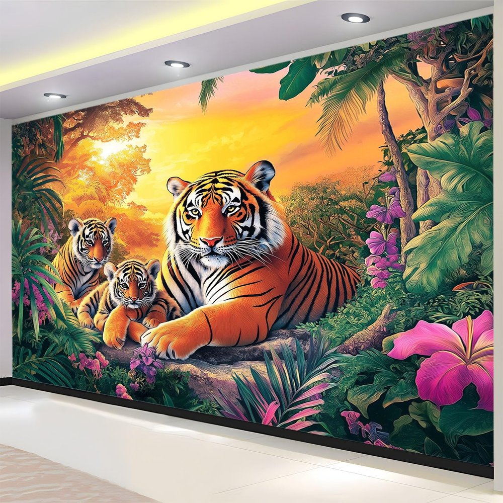 Tiger Jungle Nature Photo Wallpaper, Nonwoven Wall Mural, 350 x 256 cm