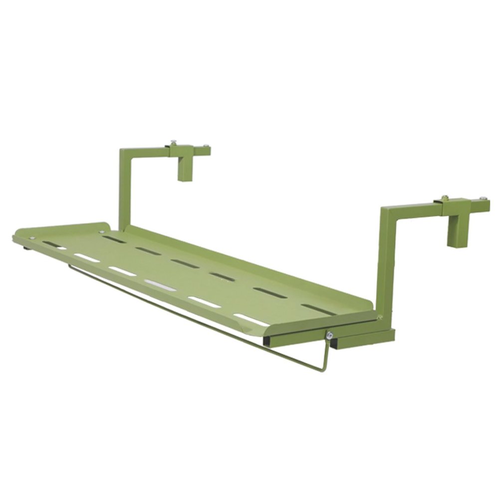TRAGLO Metal Railing-Mounted Balcony Table, Foldable and Adjustable, Green, 90 x 25 cm