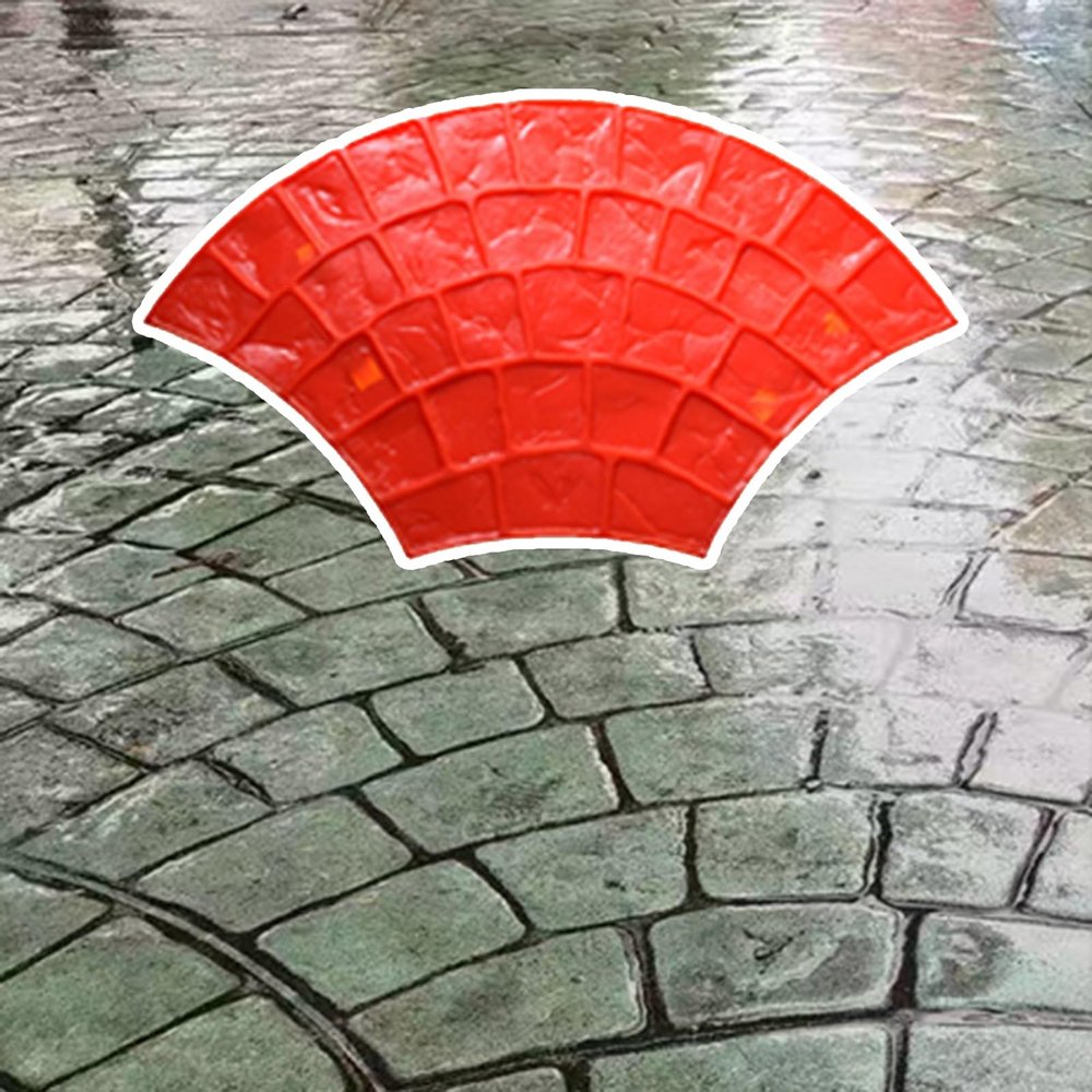 WOTZOV Large Fan-Shaped Concrete Stamp, Slate Pattern, 115 x 67 cm, 1 Pc