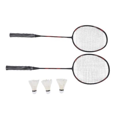 Ultralight, Durable Badminton Racket Set with Shuttlecock, One-Piece Carbon-Aluminum Frame for Training, Oval Frame (Black/Red)