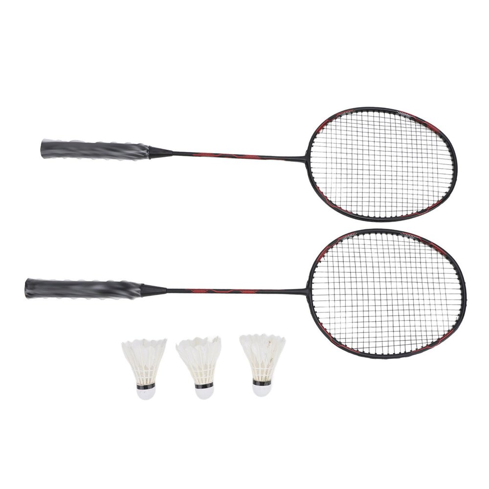 Ultralight, Durable Badminton Racket Set with Shuttlecock, One-Piece Carbon-Aluminum Frame for Training, Oval Frame (Black/Red)