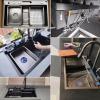 KOOGIMDDR 75 × 45 cm Black-Gray Stainless Steel Workstation Kitchen Sink with Integrated Faucet view 3