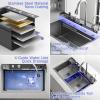 KOOGIMDDR 75 × 45 cm Black-Gray Stainless Steel Workstation Kitchen Sink with Integrated Faucet view 4
