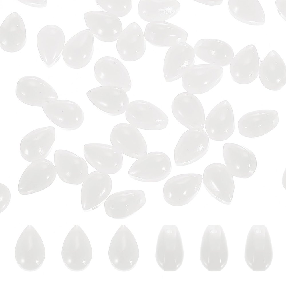 PATIKIL 50-Piece White Teardrop Czech Glass Crystal Beads, 6 x 9 mm