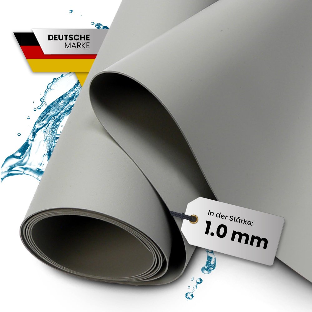 TeichVision Premium Light Gray PVC Pond Liner, 1 mm, 8 x 15 m