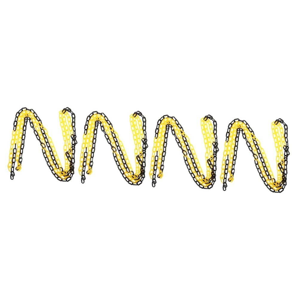 SOLUSTRE 4-Piece Caution Safety Chain, Black and Yellow Plastic Barrier Chain