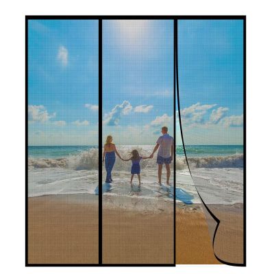 Magnetic Double-Door Insect Screen for Balcony Door, No Drilling, 165 x 255 cm, Black