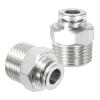 sourcing map Push-to-Connect Fittings, 2-Pack, Stainless Steel, Straight, 1/4 in Tube OD x 3/8 in NPT Male Thread view 1