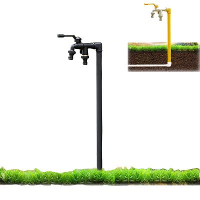 XRRJFYH Garden Water Post with Faucet, 304 Stainless Steel, Frost-Resistant, Black, 60 cm/24 in