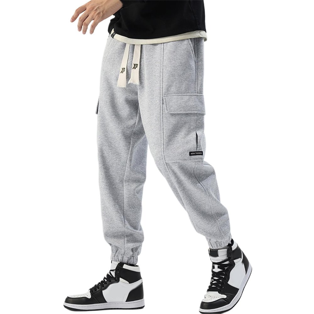 SRZYMJ Men's Gray Chino Pants with Pockets