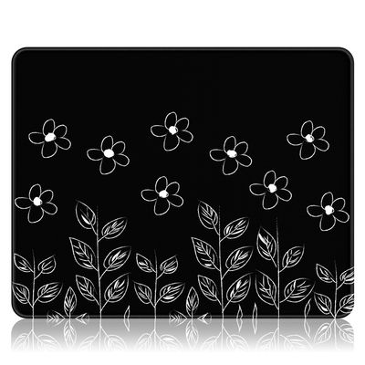 Auhoahsil Mouse Pad, 30.5 x 25.4 cm, Thick Rubber, Non-Slip, Stitched Edges, Waterproof, Black Abstract Design