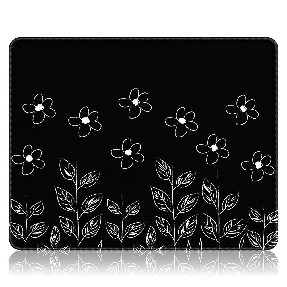 Auhoahsil Mouse Pad, 30.5 x 25.4 cm, Thick Rubber, Non-Slip, Stitched Edges, Waterproof, Black Abstract Design