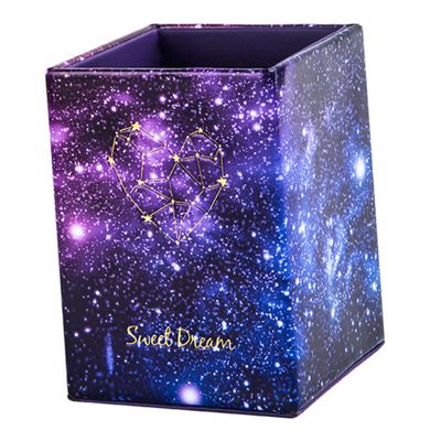 SEWACC Creative Purple Leather Pen Holder for Desk
