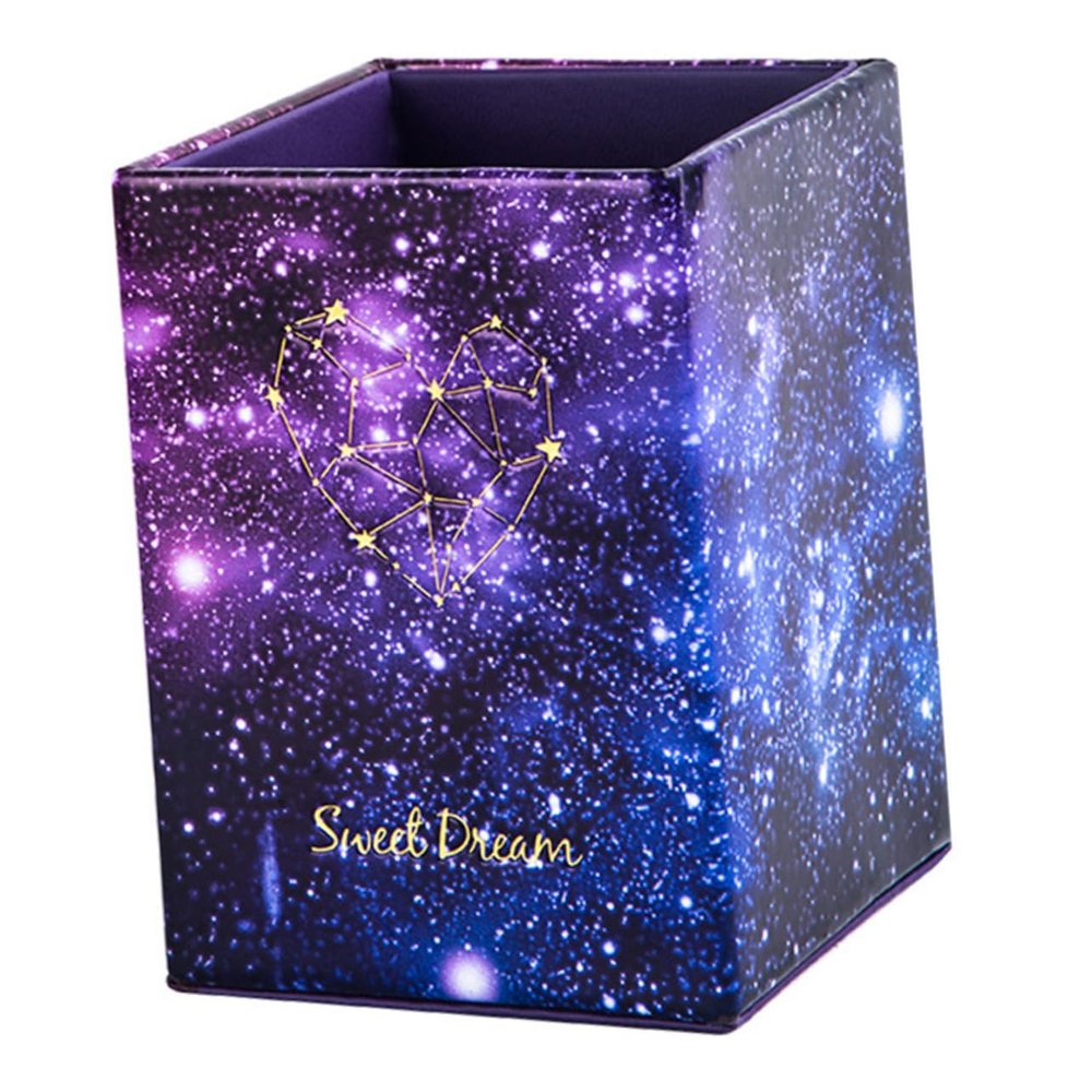 SEWACC Creative Purple Leather Pen Holder for Desk