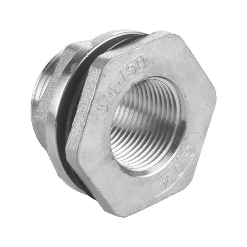 1/4 in–2 in Female 316L/304 Stainless Steel Bulkhead Pipe Fitting, Water Tank Drain Connector (SS304, 3/8 in)
