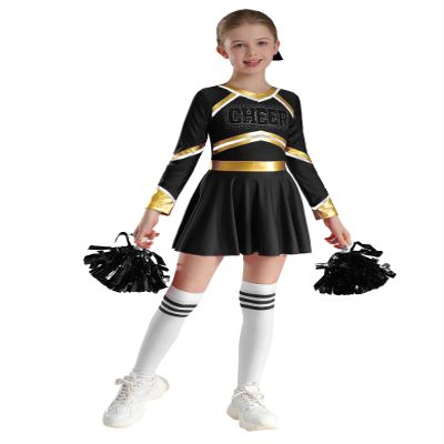 Manyakai Girls' Cheerleader Costume, White/Black, 146-152