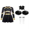 Manyakai Girls' Cheerleader Costume, White/Black, 146-152 view 4