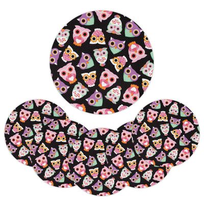 Round Woven Owl Placemats, Washable, Heat-Resistant, 15 in, Set of 6
