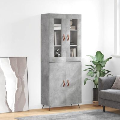 NQJIBUE Highboard, Concrete Gray, 69.5 x 34 x 180 cm