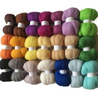 105 g DIY 1970s 100% Wool Fiber Blend, 21 Colors, 5/Bag, Needle Felting Tool Set
