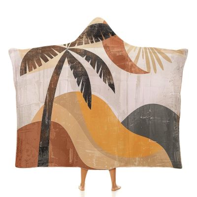 NQLYUT Abstract Palm Hooded Wearable Blanket Poncho