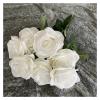 ZGXNYI 7-Head Silk Rose Artificial Flower Bridal Bouquet DIY Wedding Party Arrangement Materials, Home Table Vase Decor, Photo Prop (Pure White) view 1