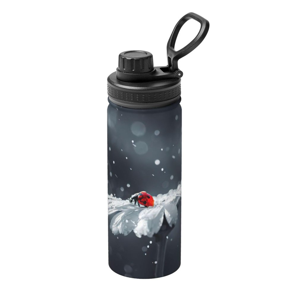 Ladybug on Daisy Print Vacuum-Insulated Sports Water Bottle, 530 mL