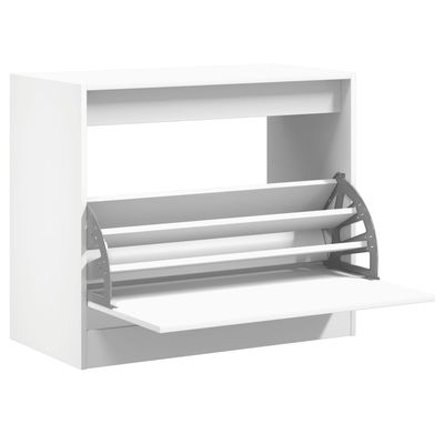Makastle Narrow Wall-Mounted Shoe Cabinet with Storage, White, 80 x 42 x 69 cm