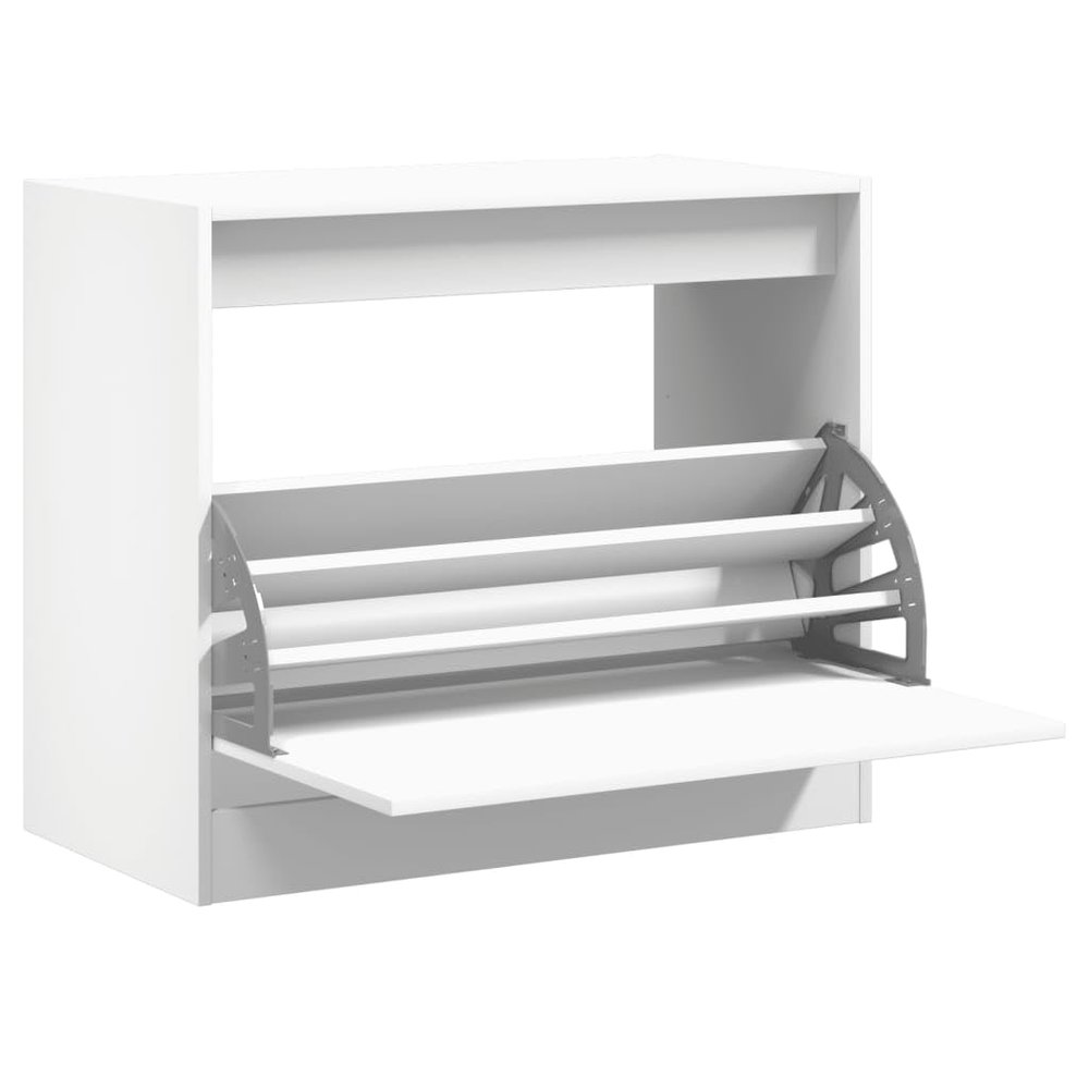 Makastle Narrow Wall-Mounted Shoe Cabinet with Storage, White, 80 x 42 x 69 cm