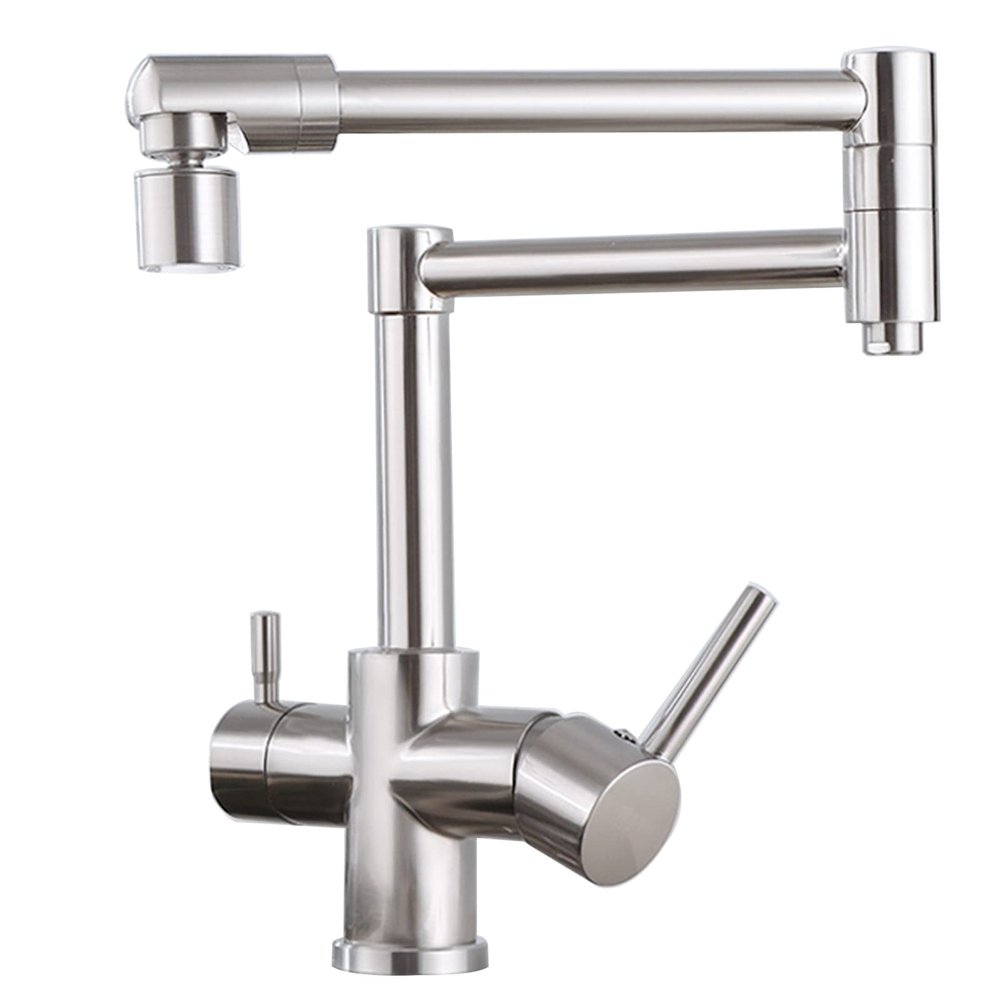 Brushed Nickel Pot Filler Faucet with Drinking Water Faucet