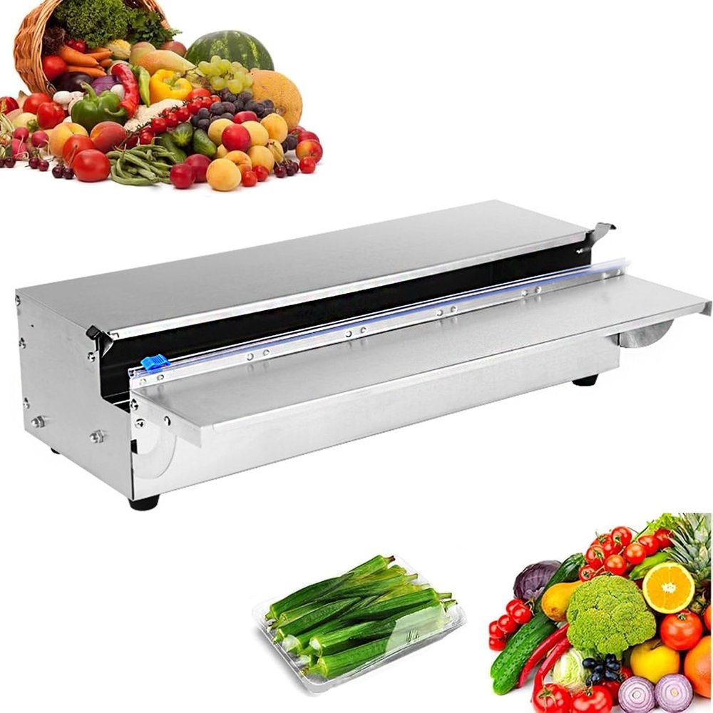 LHQYA Manual Cling Film Wrapping Machine, Hidden Cutter, 45 cm Width / 11 cm Diameter / 8.5 cm Paper Core