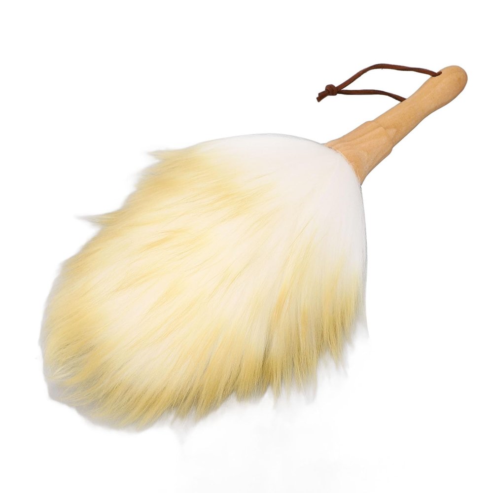 Lambswool Duster with Solid Wood Handle and Leather Hanging Loop