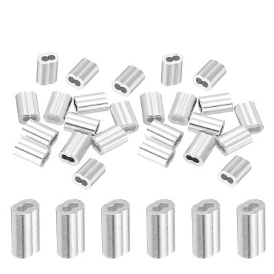 Aluminum Crimp Loop Sleeves, Double Sleeves for 1.2 mm Wire Rope, Silver, 25-Pack