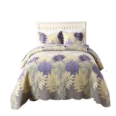 ZOAPDEBCE 4-Piece Cotton Quilt Set, Reversible Twill Coverlet with Maple Leaf Pattern, King Size
