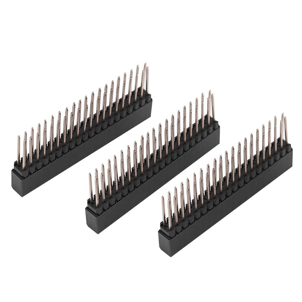 3-Piece 2x20-Pin 2.54 mm Pitch Extra-Tall Female Dual-Row Short Pin Headers