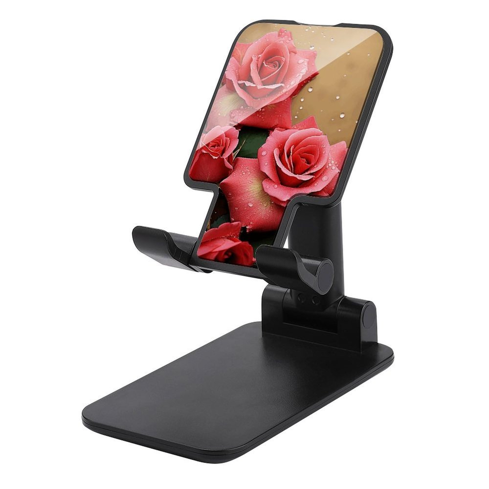 MNBVKL Phone Holder, Rose Print, Fully Adjustable, Foldable Desktop Phone Stand
