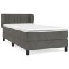 IKAYAA Velvet Box Spring Bed with Mattress, Dark Gray, 90 x 200 cm #02 view 2