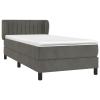 IKAYAA Velvet Box Spring Bed with Mattress, Dark Gray, 90 x 200 cm #02 view 3