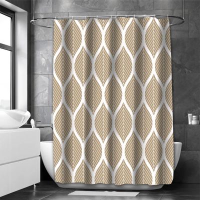 AEKDCL Waterproof Shower Curtain with Brown Lines, Multicolor Waves, 47 x 71 in