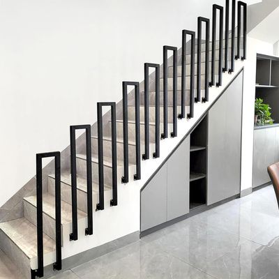 Black Indoor Stair Railing, U-Shaped Metal Handrail, Side-Mounted, 85 cm
