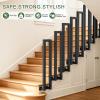 Black Indoor Stair Railing, U-Shaped Metal Handrail, Side-Mounted, 85 cm view 3