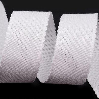 White Aida Cross-Stitch Ribbon, 70 mm Wide, Sold by the Meter